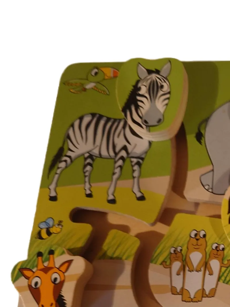 DELTA SPORT Holz Steckpuzzle Tierwelt Zoo Tiere Kinder Motorikspielzeug 4