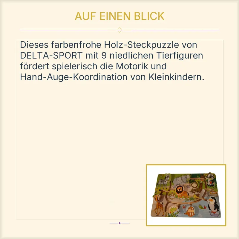 DELTA SPORT Holz Steckpuzzle Tierwelt Zoo Tiere Kinder Motorikspielzeug 7