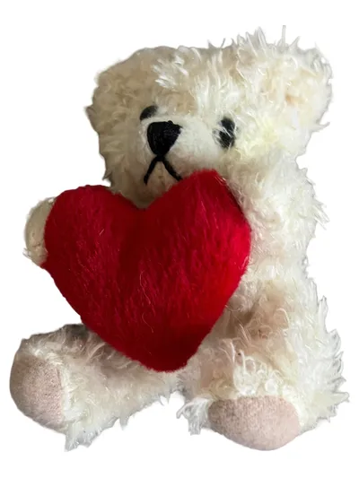 Kaemingk Teddybär Herz Kuscheltier Plüschtier Romantisch Weiß 9 cm