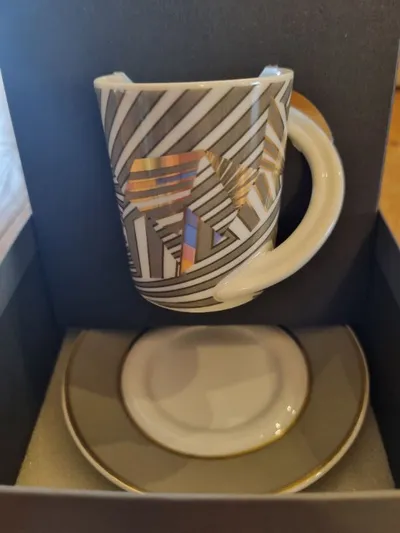 Rosenthal Studio-Linie Tasse mit Untertasse Porzellan Grau Gold Modern