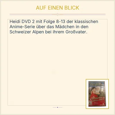 Heidi TV-Serien Edition DVD 2 Folge 8-13 Universum Kids Anime
