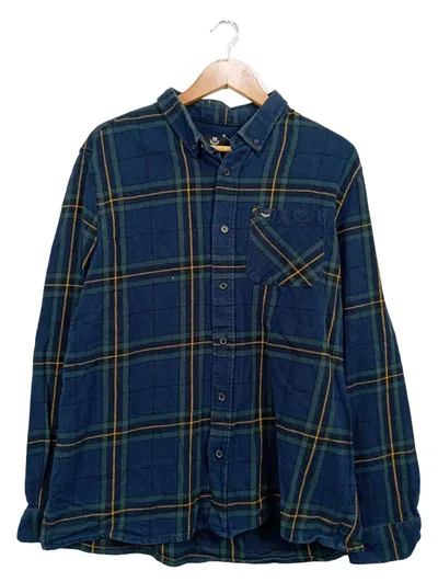 Threadbare Herren Flanellhemd Kariert Blau Grün XL Baumwolle Langarm