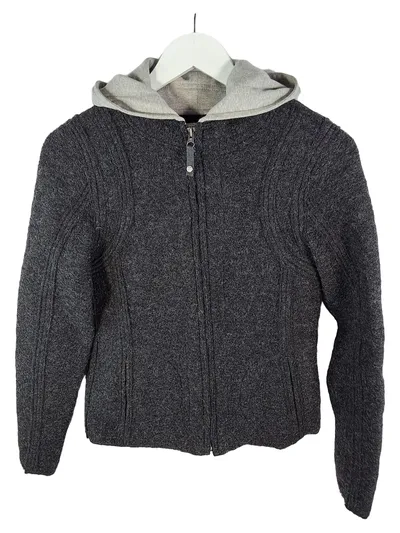 Tom Tailor Damen Strickjacke Gr. 34/XS Grau Meliert Kapuze Wolle Reißverschluss