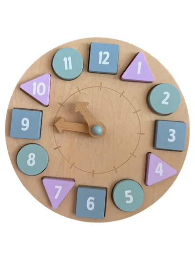 Søstrene Grene Holz Lernuhr mit Zahlen Steckspiel Kinder Mehrfarbig