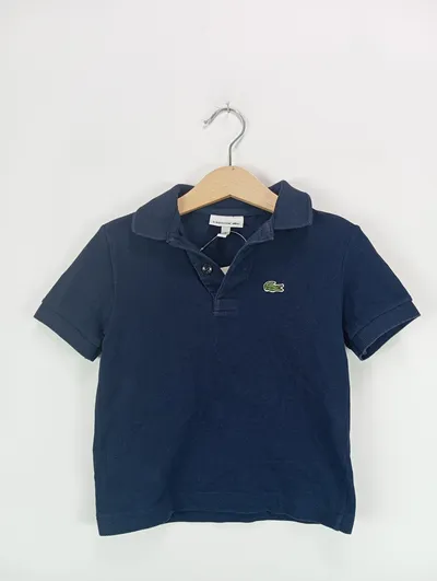 Lacoste Kinder Poloshirt Blau Gr. 98 Wolle Sportlich