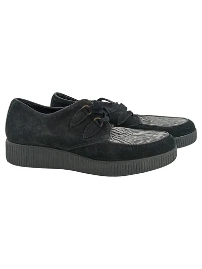 André Damen Schnürschuhe Gr. 40 Schwarz Creeper Plateau Zebra