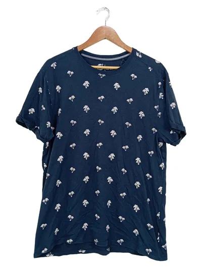 Tom Tompson Herren T-Shirt XL Blau Casual Palmenmuster