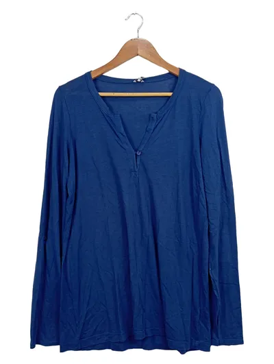 Splendid Damen Langarmshirt Blau Gr. 40/L Henley Baumwolle Modal