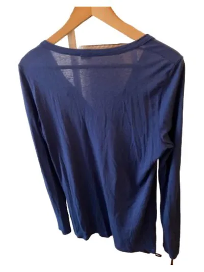 Splendid Damen Langarmshirt Blau Gr. 40/L Henley Baumwolle Modal