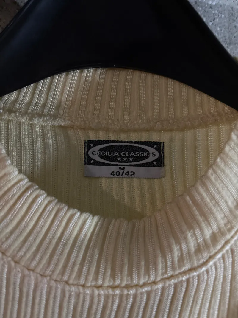 Cecilia Classics Damen Pullover Rippstrick Beige Gr. 40/42 L Baumwolle 5