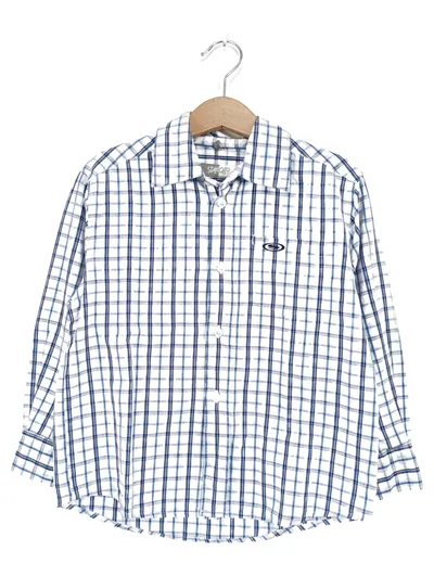 STACCATO Kinder Freizeithemd Kariert Blau Weiß Gr. 104/110 Langarm Casual