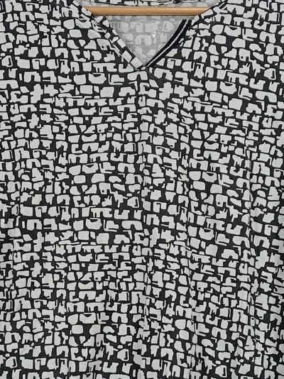 Steilmann Damen Bluse Kurzarm Abstrakt Schwarz Gr. 44 XL Baumwolle