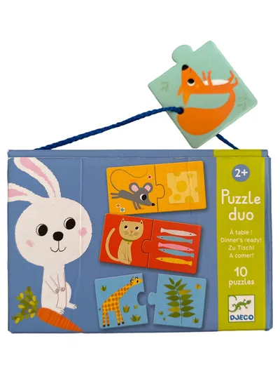 Djeco Puzzle Duo Zu Tisch 10 Puzzles Tiere Lernspiel ab 2 Jahre