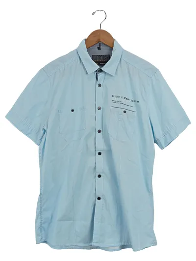 C&A Herren Kurzarm Hemd gestreift Blau Gr. L Freizeit Casual