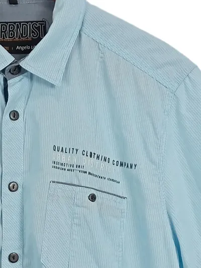 C&A Herren Kurzarm Hemd gestreift Blau Gr. L Freizeit Casual