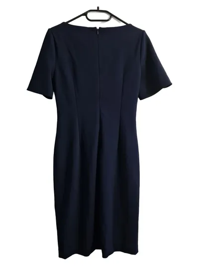 DKNY Damen Festliches Kleid Gr. 36 Blau Elegant Midikleid Kurzarm