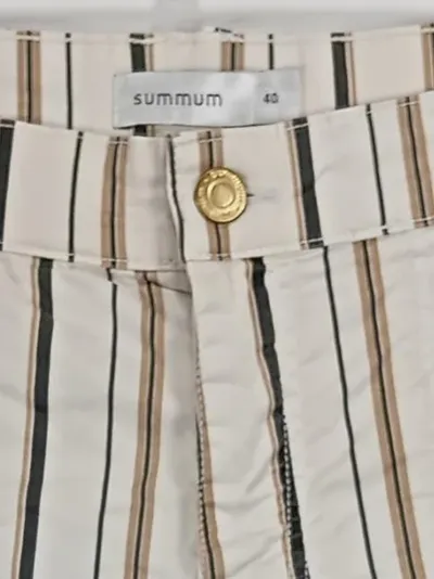 Summum Damen Stoffhose Gr. 40 Beige Gestreift Baumwolle Casual Freizeit