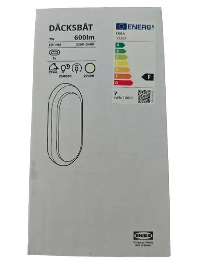 IKEA DÄCKSBÅT Wandleuchte Modern Weiß 7W 600lm IP44 LED Lampe Badleuchte