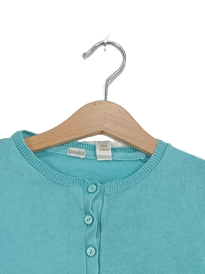 Okaïdi Strickjacke Mädchen Türkis Baumwolle Gr. 116 Basic Langarm
