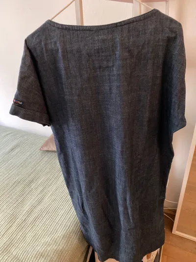 BATELA Damen Freizeitkleid Gr. 42/XL Blau Casual Kurzarm Wollkleid