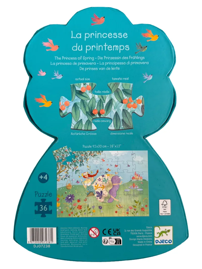 Djeco Puzzle Die Prinzessin des Frühlings 36 Teile ab 4 Jahren Blumenmotiv 2