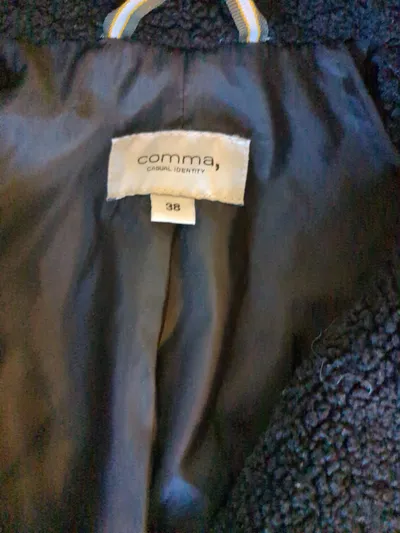 comma, Casual Identity Teddy Mantel Damen Gr. 38/M Schwarz Polyester