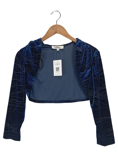 Patra Damen Bolero Jacke Samt Glitzer Blau Gr. 40/L Festlich Elegant