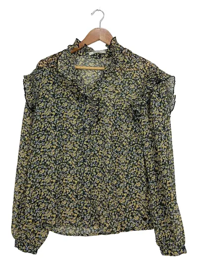 Garcia Damen Bluse mit Rüschenkragen und Blumenmuster Gr. 40/L Mehrfarbig