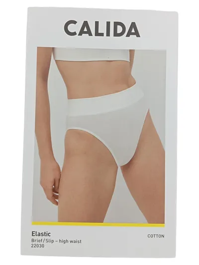 Calida Damen Slip High Waist Gr. M Weiß Baumwolle Basic