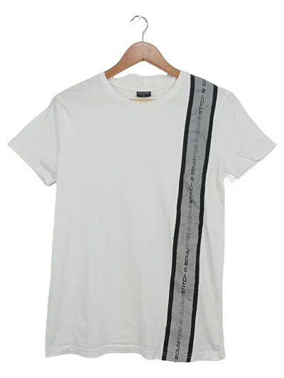 Stitch & Soul Herren T-Shirt Gr. S Weiß Streetwear Schriftzug