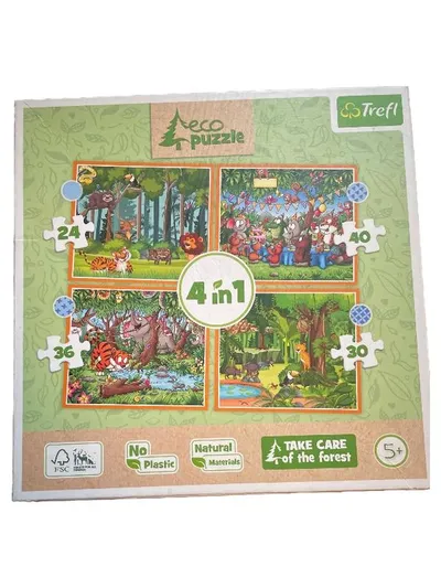 Trefl Eco Puzzle 4in1 Waldtiere Dschungel Kinder ab 5 Jahre 24/36/40/30 Teile