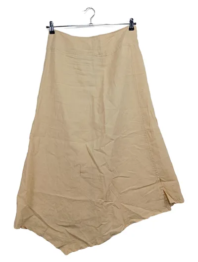Max Mara Damen A-Linienrock Gr. 40/L Beige Leinen Maxirock Asymmetrisch