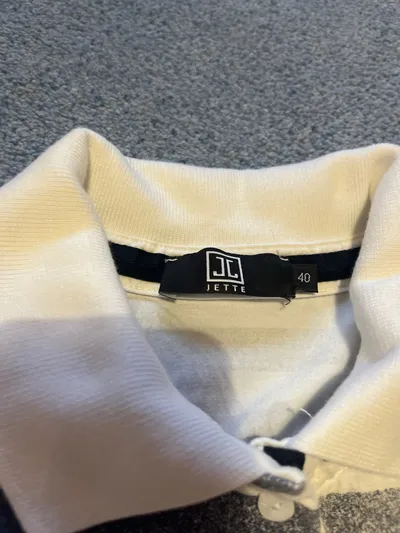 JETTE Damen Poloshirt Gr. 40 Maritim Streifen Fisch-Motiv