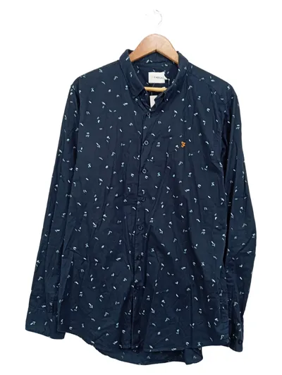 Farah Herren Freizeithemd Blau Grafisch Gr. 52;XL Casual Langarm