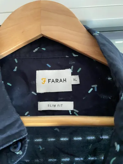 Farah Herren Freizeithemd Blau Grafisch Gr. 52;XL Casual Langarm