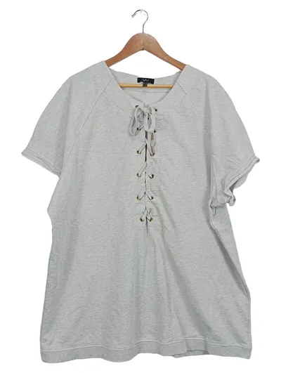 Ulla Popken Damen T-Shirt Grau Gr. 46/48 Casual Schnürung
