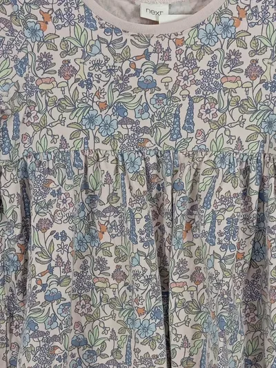 NEXT Mädchen Freizeitkleid Blumenmuster Gr. 110 4-5 Jahre Beige