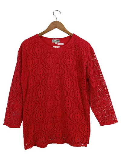 BLUHM Collection Damen Bluse Rot 36;S Häkelei 3/4-Arm