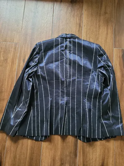Barbara Schwarzer Damen Blazer Gr. 42;XL Business Blau Gestreift Pailletten