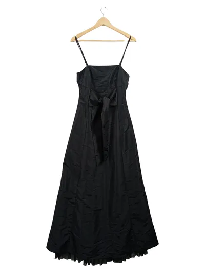 MEXX Abendkleid Damen Gr. 38 Schwarz Elegant Maxikleid Schleife