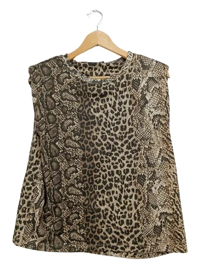 AllSaints Damen Top M Mehrfarbig Animal-Print Schlangen Leopardenmuster