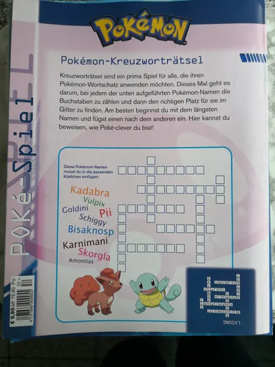 Pokémon Kreuzworträtsel Rätselspiel Kinder Buch