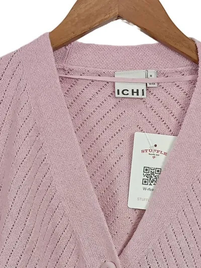 ICHI Damen Strickjacke Rosa Gr. 38/M Casual Lochmuster