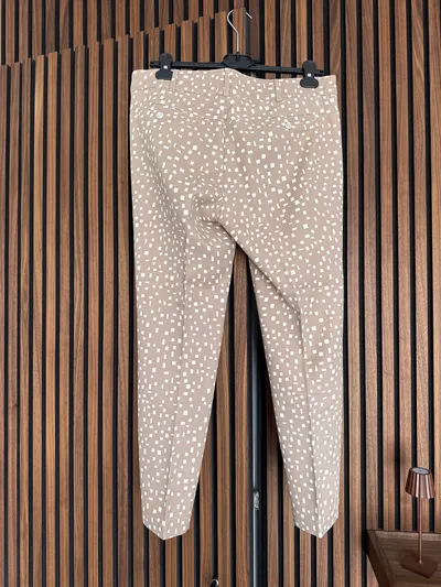 Cambio Damen Stoffhose Gr. 40 L Beige Grafisch Modern