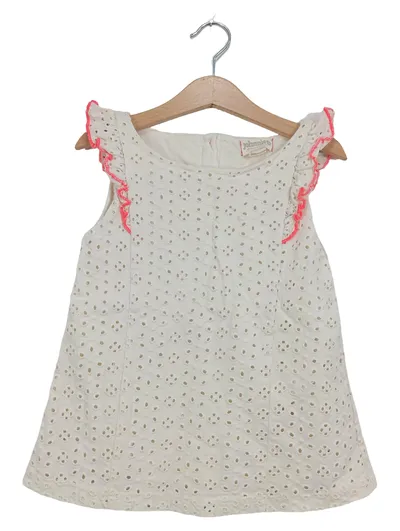 Johnnie B Mädchen Kleid Gr. 116 Weiß Lochstickerei Rüschen Sommer