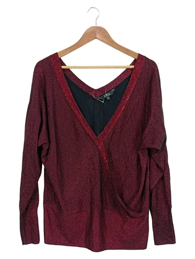 Star by Julien Macdonald Pullover Damen Rot Glitzer Elegant Gr. 42/XL