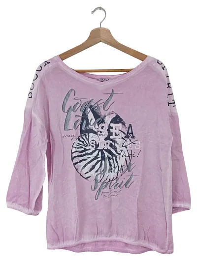 SOCCX Damen T-Shirt Rosa Gr. 34/XS Casual Grafischer Print