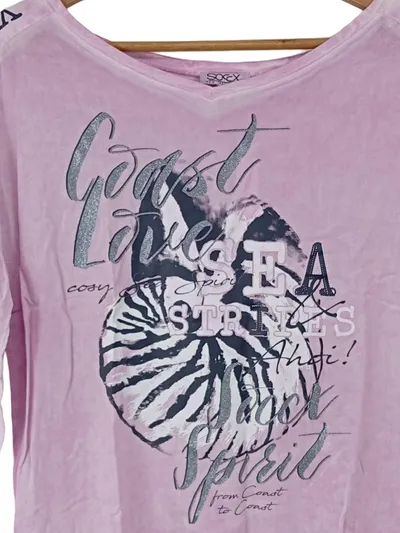 SOCCX Damen T-Shirt Rosa Gr. 34/XS Casual Grafischer Print