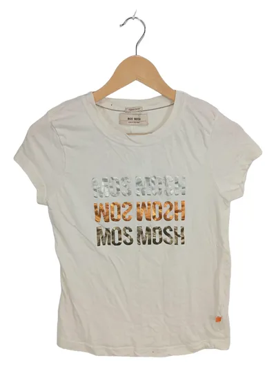 Mos Mosh Damen T-Shirt Gr. S weiß Logo-Print Organic Cotton