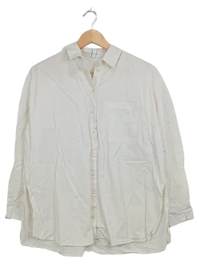 ONLY Damen Freizeithemd Langarm Uni Weiß Gr. S Baumwolle Casual